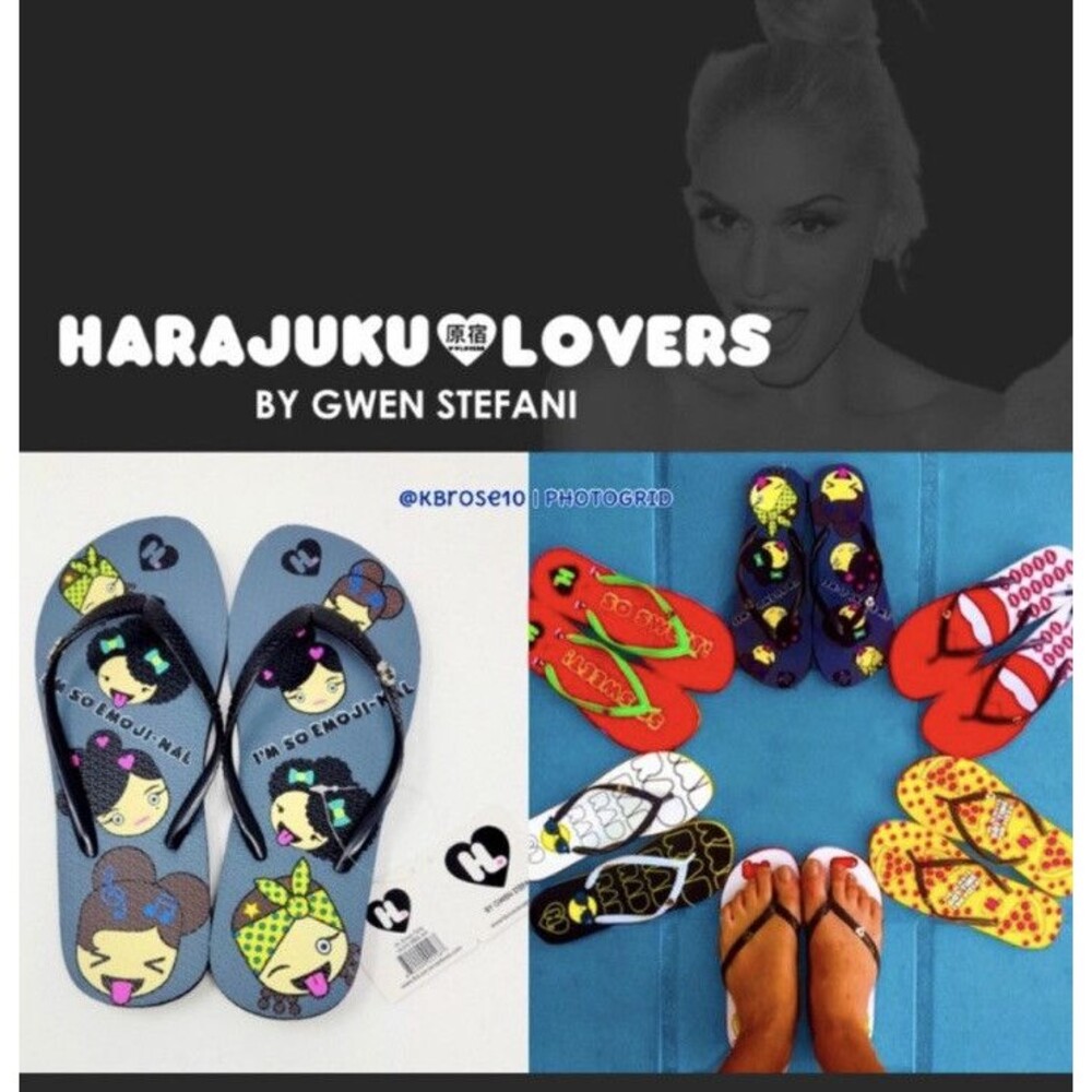 NEW Tags Harajuku Lovers Gwen Stefani lady FlipFlops Emoji 3/4